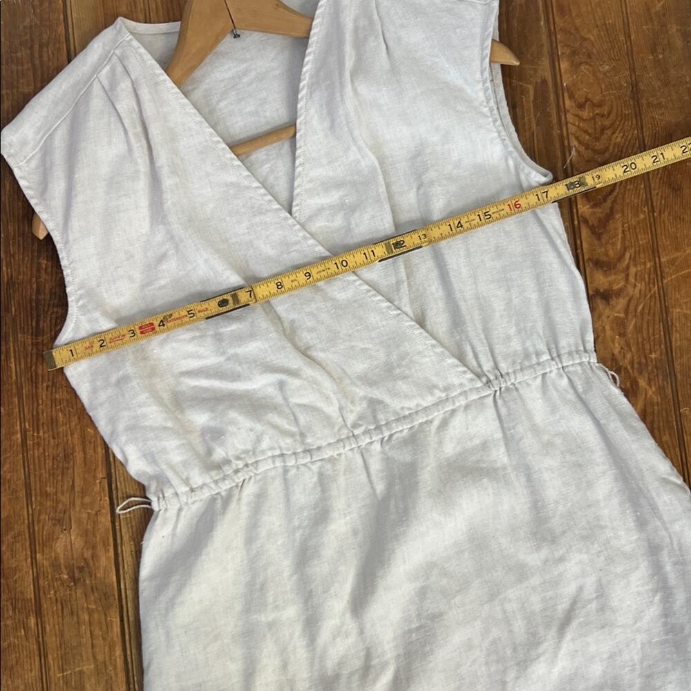 J. McLaughlin linen dress casual midi tan v neck sleeveless wrap top size medium - Picture 5 of 8